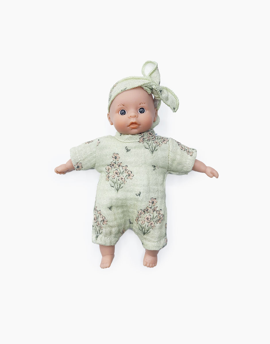 Mini poupée Téa 17cm en body et headband Fleurs des champs