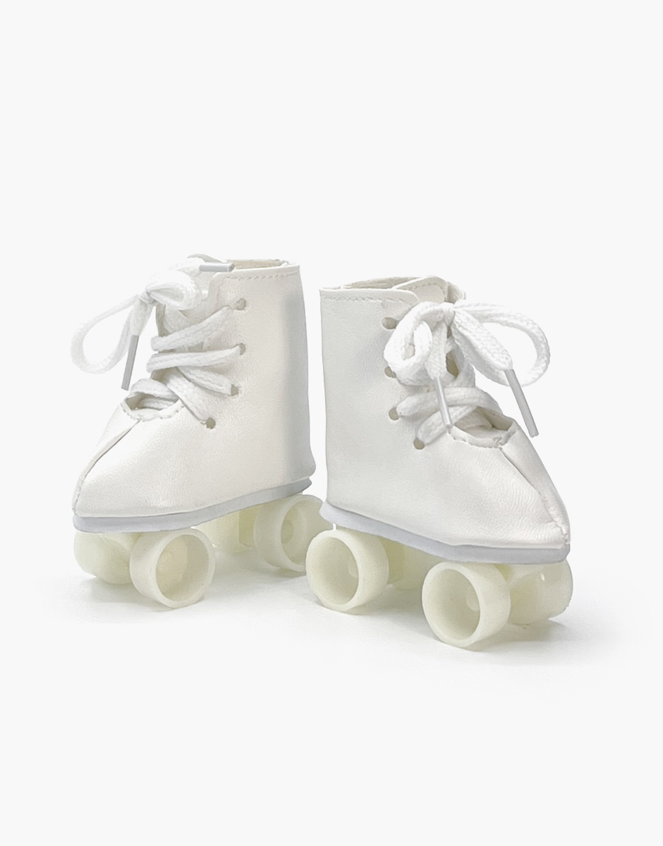 Paire de patins à roulettes en simili cuir blanc