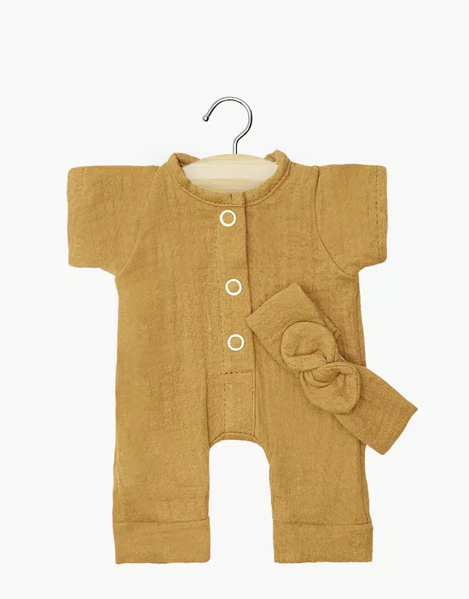 Babies – Combinaison Lili et son headband en gaze de coton camel