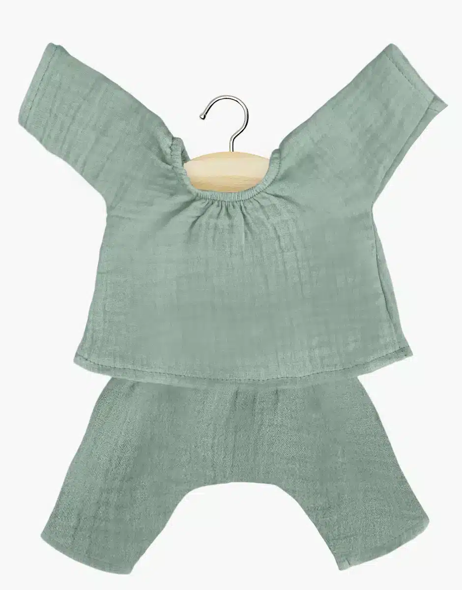 Ensemble Jana en gaze de coton vert Baltique