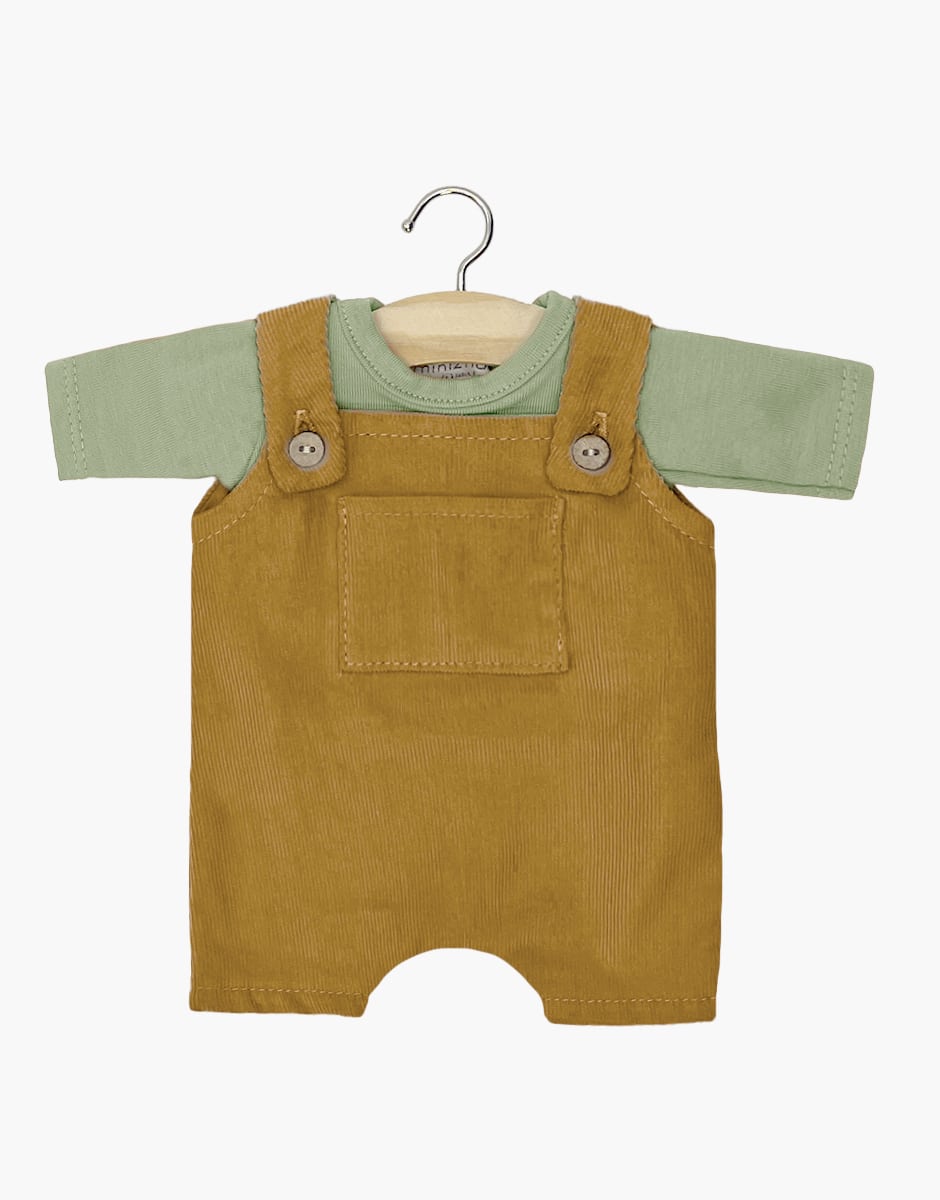 Babies – Ensemble salopette Antonin en milleraies havane et t-shirt kaki clair