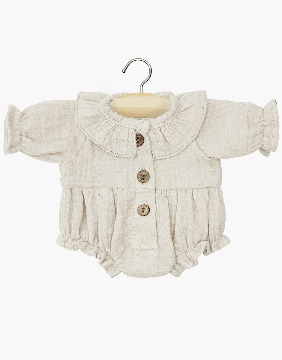 Barboteuse Léonore en gaze de coton light beige