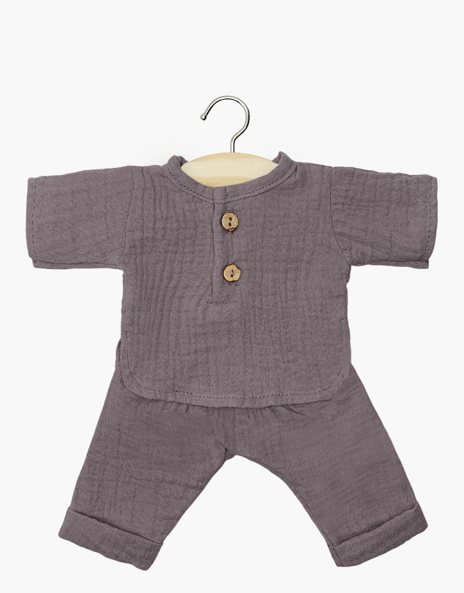 Ensemble Andrea en gaze de coton raisin