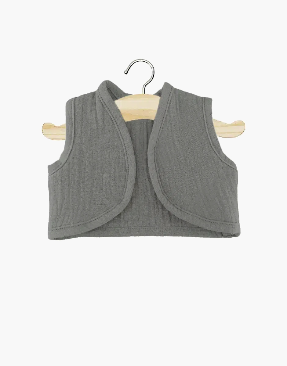 Gilet sans manches Tao en gaze de coton gris foncé