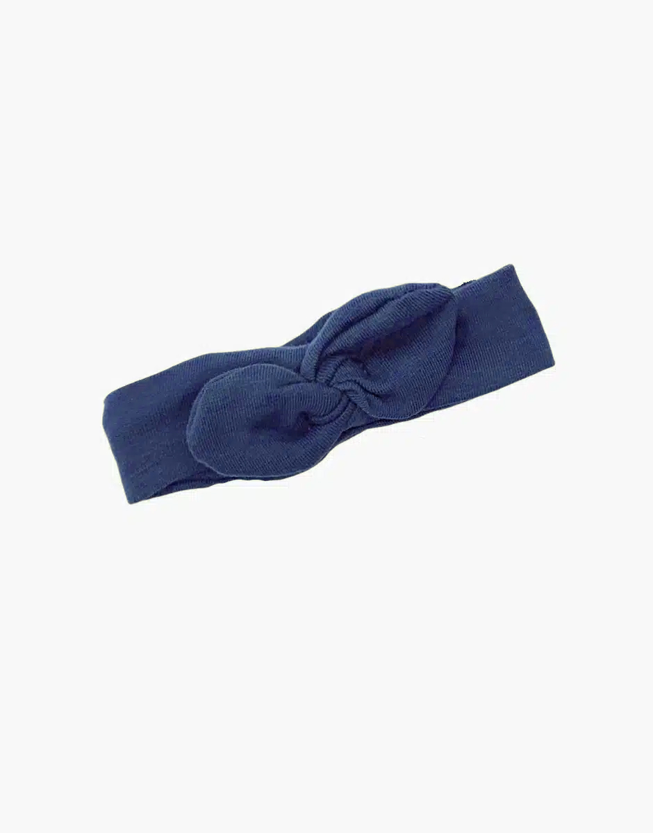 Headband à noeud rond en jersey bleu navy