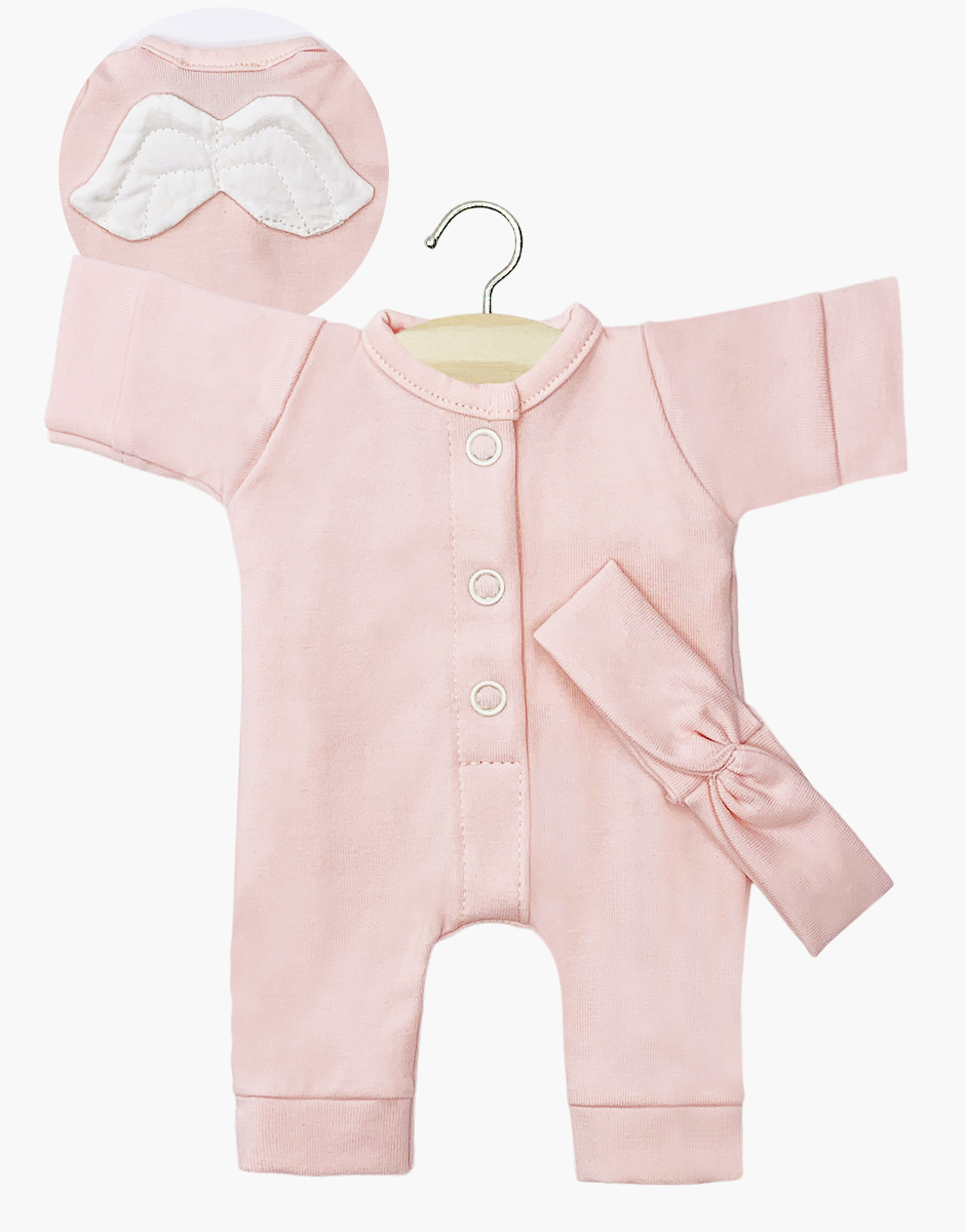 Babies – Combinaison “Little Angel” en jersey rose pâle et son headband