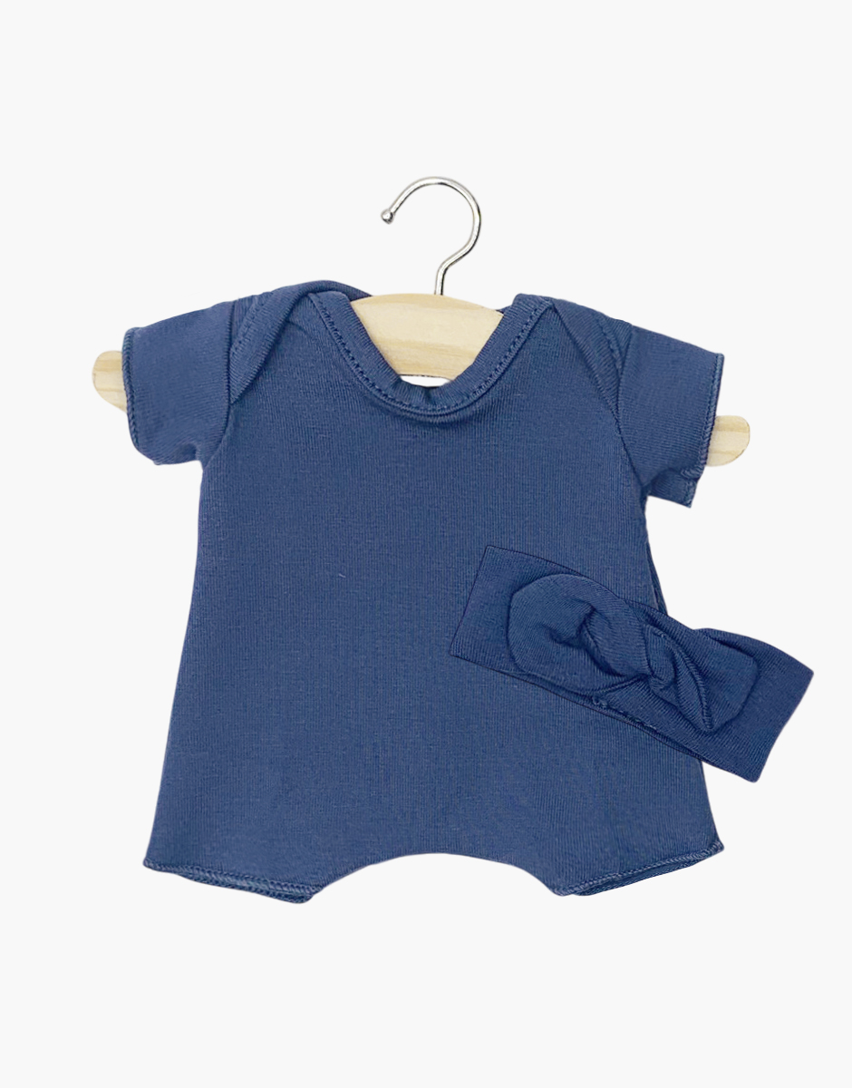 Babies – Ensemble Body shorty / Headband en jersey bleu navy