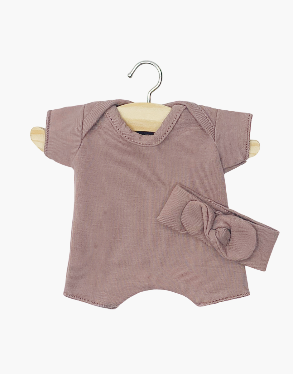 Babies – Ensemble Body shorty / Headband en jersey orchidée foncée