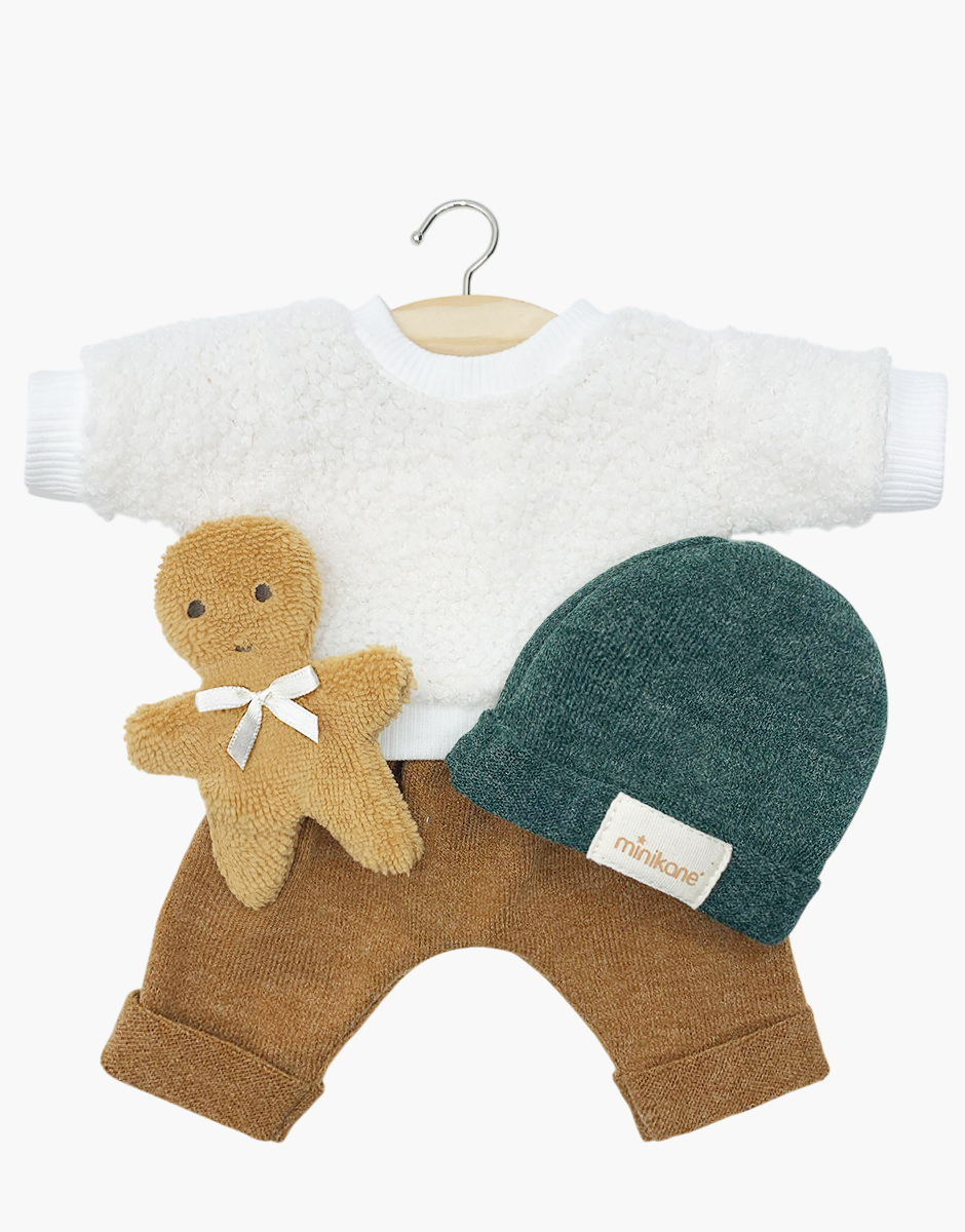 Babies – Ensemble 3 pièces “Bonhomme Pain d’épices” caramel avec doudou