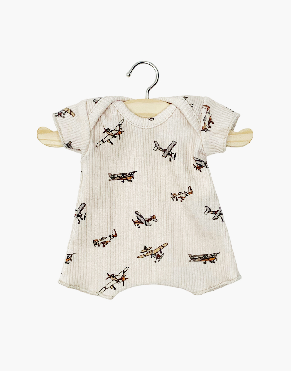 Babies – Body shorty en maille côtelée Avions beige