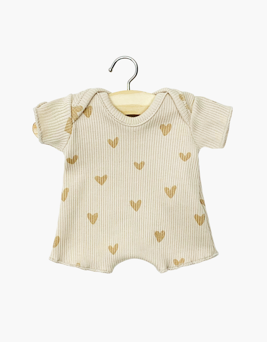 Babies – Body shorty en maille côtelée Petits coeurs beiges