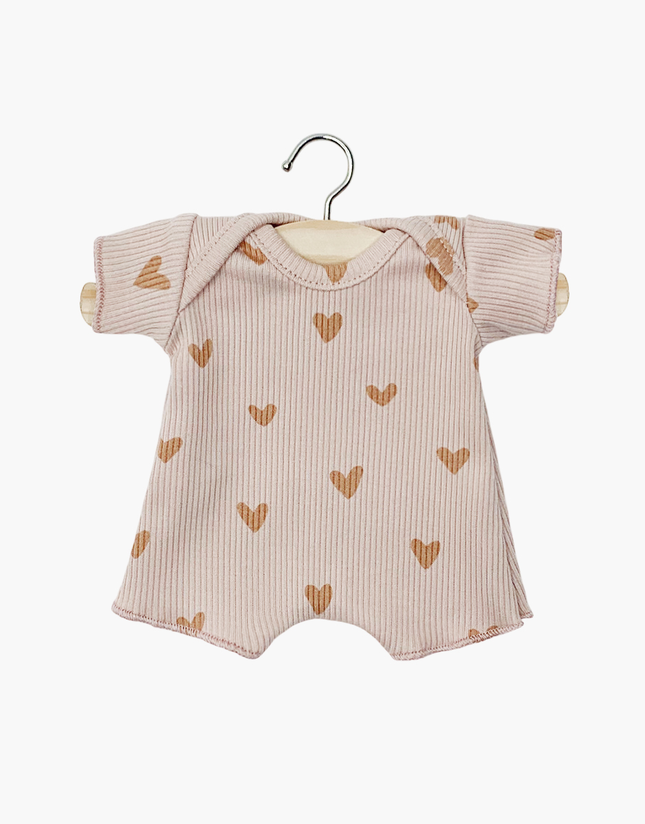 Babies – Body shorty en maille côtelée Petits coeurs roses